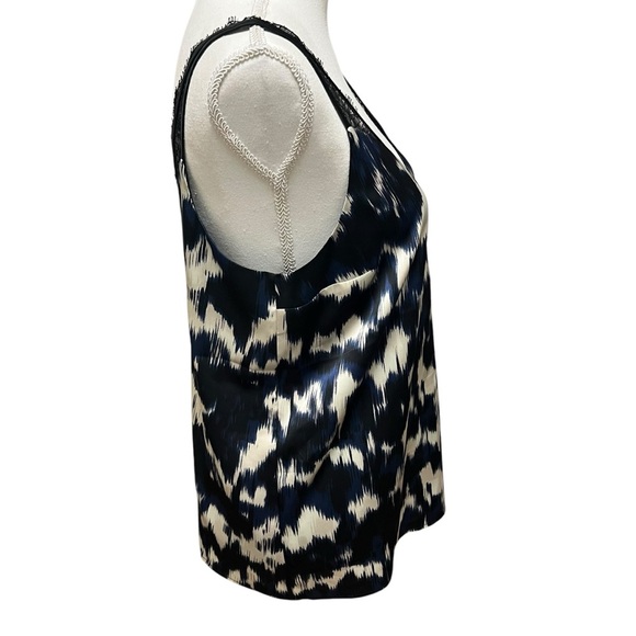 Express Y2K Womens Blouse Pullover Abstract Print Sleeveless Blue Black Medium - Picture 12 of 13